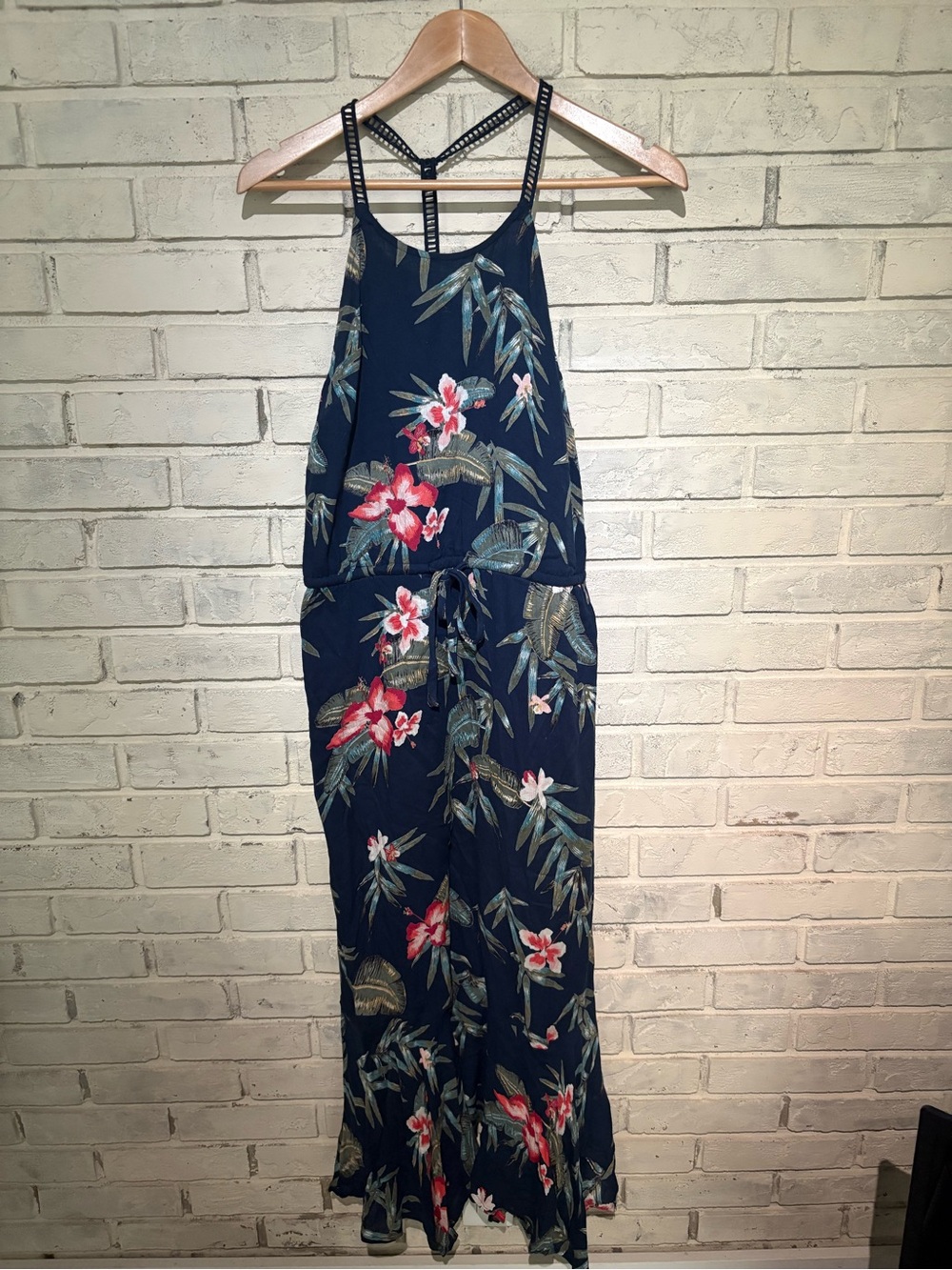 Roxy Navy Floral Maxi Dress with Strappy Detail woman’s S